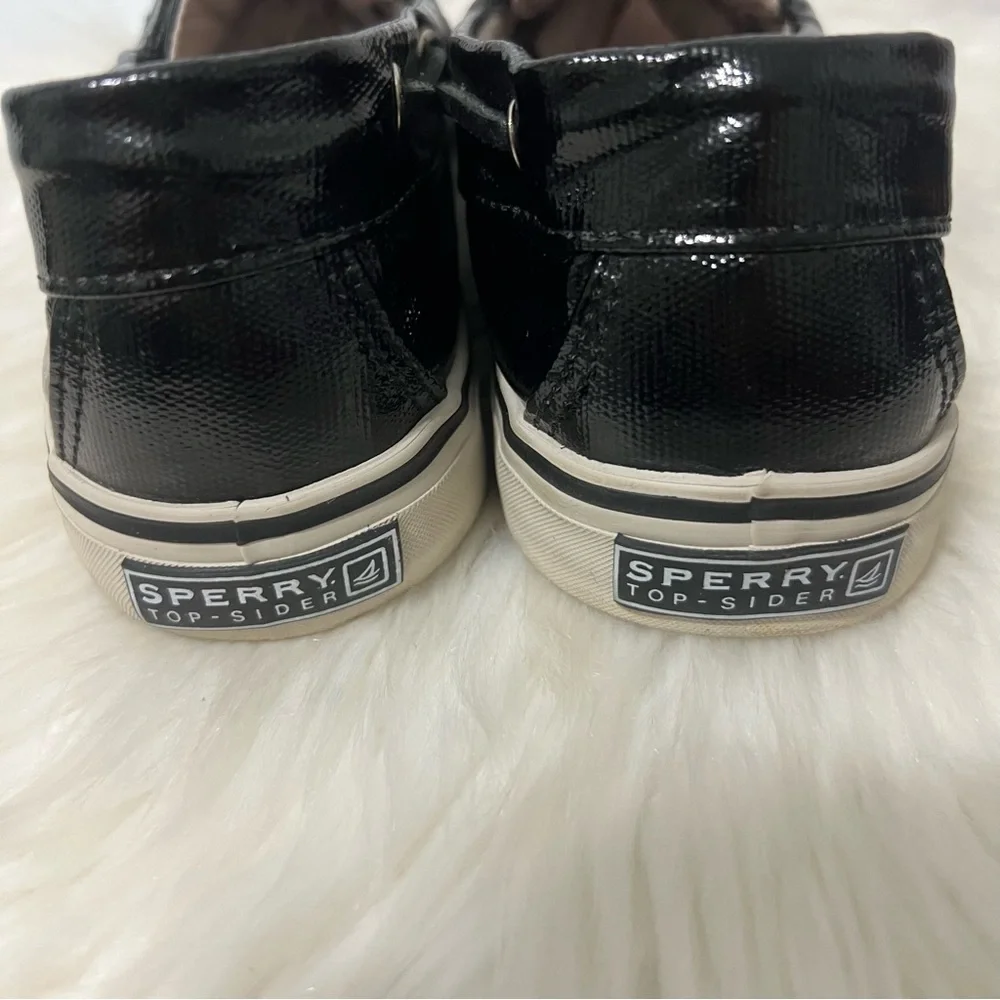 Sperry Top Siders Black Patent Glossy Boat Shoes Coastal Nautical Size 10 - Picture 5 of 13